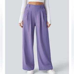 Halara Flex™ High Waisted Pocket Wide Leg Waffle Work Pants in Purple Medium